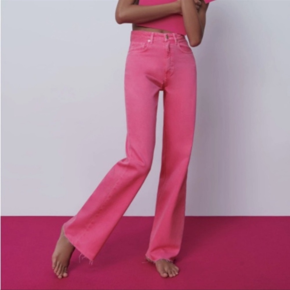 Zara Wide-Leg Jeans in Pink, size 6